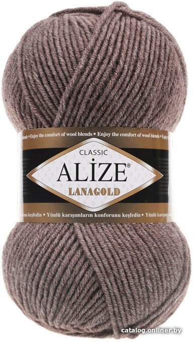 Пряжа для вязания Alize Lanagold 240 (240 м, коричневый меланж)
