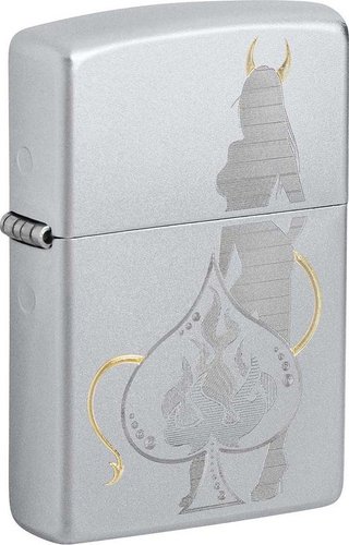 Зажигалка Zippo Satin Chrome Devilish Ace 48658