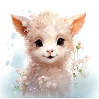 Картина по номерам Рыжий кот Малыши-животные Ягненок в цветах Х-0636