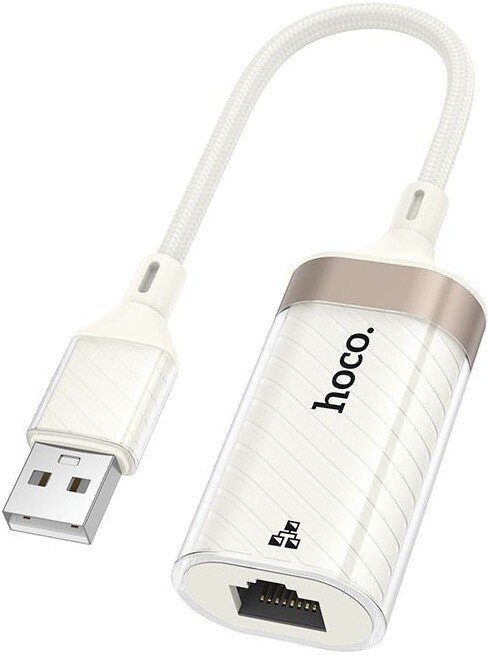 Адаптер Hoco UA41 USB Type-A - RJ45 (0.14 м, слоновая кость)