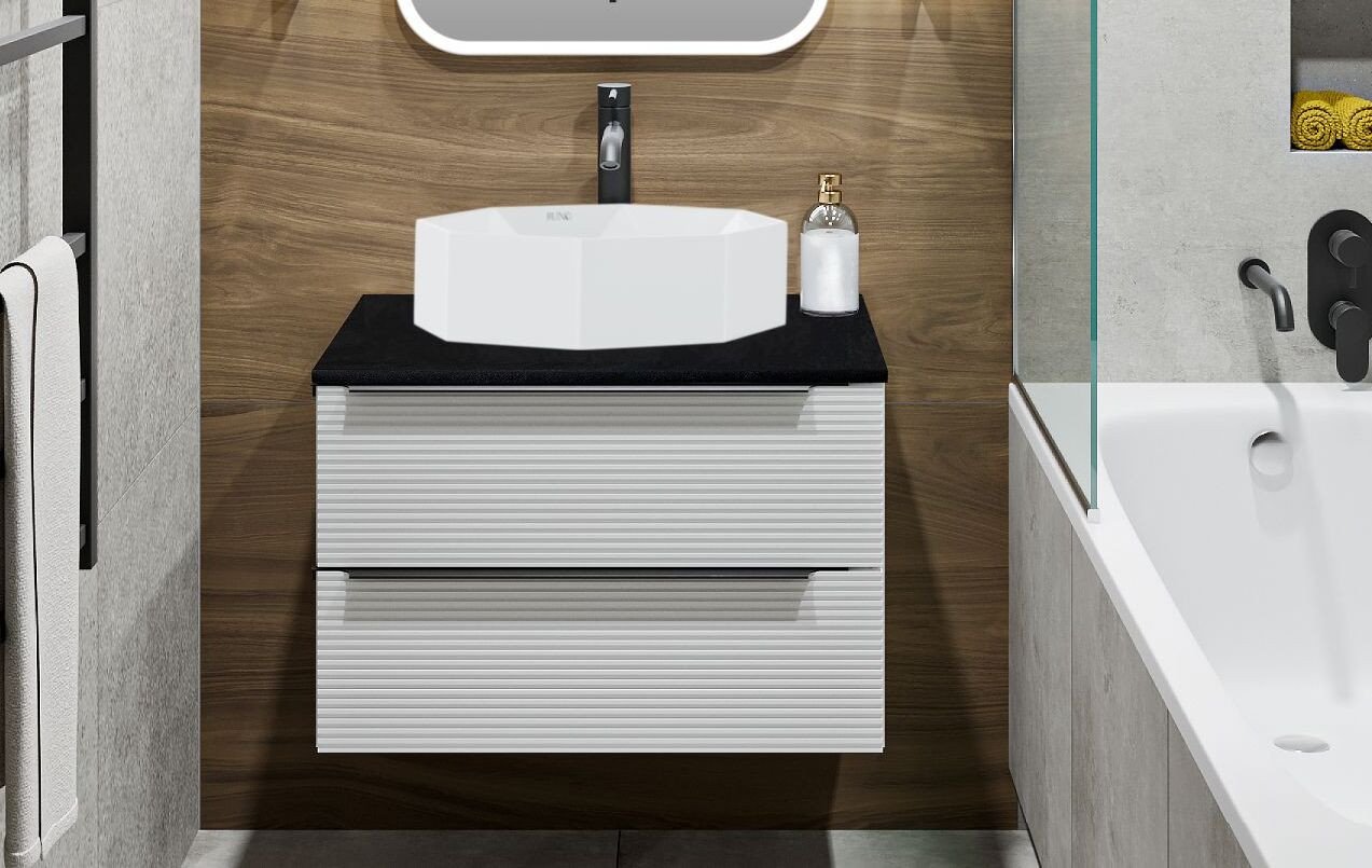 

Runo Тумба под умывальник Орлеан 60 (подвесная, белый матовый/черный)