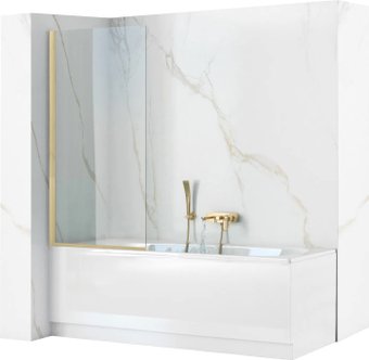 Стеклянная шторка для ванны Rea Elegant 80 (матовое золото/прозрачное стекло)