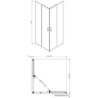 Душевой уголок Adema Glass Line Vierkant-90 (прозрачное стекло)