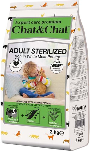 Сухой корм для кошек Chat&Chat Expert Adult Sterilized Rich White Meat Poulty (с белым мясом птицы) 2 кг