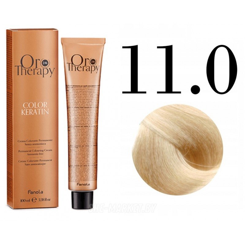 

Крем-краска Fanola ORO Therapy Color Keratin 11.0 супер платина очень светлый натуральный 100 мл