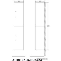  BelBagno Шкаф-пенал Aurora-1600-2A-SC-BL-P-R (bianco lucido)