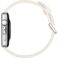 Умные часы Huawei Watch FIT 4 (серебристый, с бежевым силиконовым ремешком, международная версия)