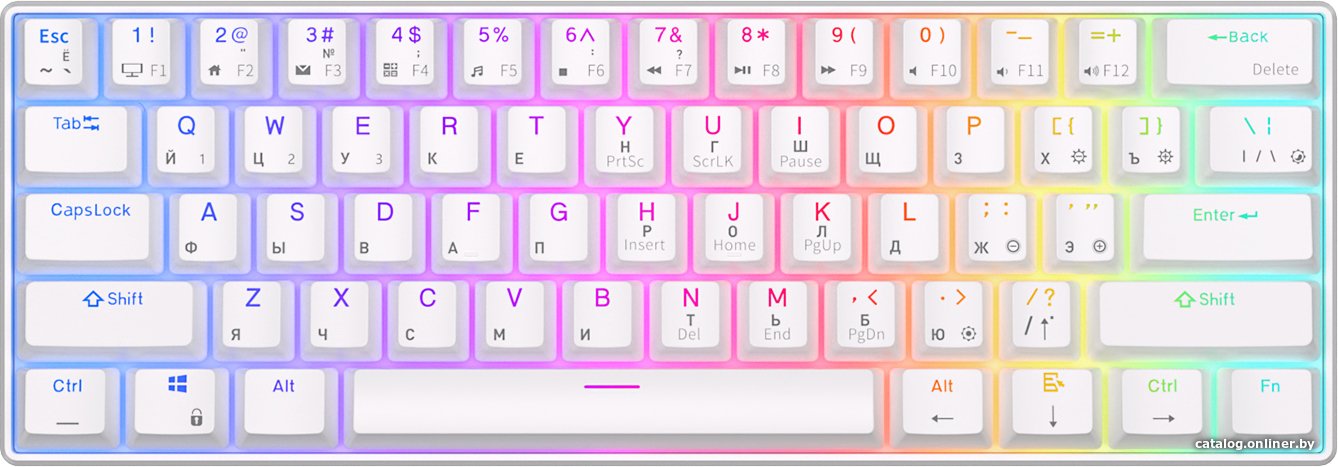 Клавиатура Royal Kludge RK61 RGB (белый, RK Red)