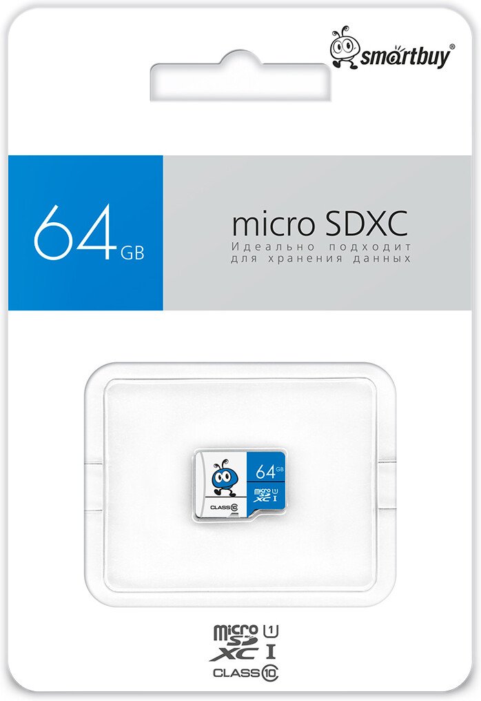 

Карта памяти SmartBuy microSDXC SB64GMSDU1BLUE00 64GB