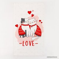 Полотенце Этель Cat's love 5482305 (белый/красный)