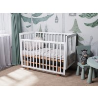 Классическая детская кроватка Incanto PAPI с автоспинкой и маятником KR-0176/60 (белый/бук)