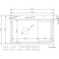 Кухонная мойка Stellar S7550NB-TU-L (нано черный, с доской)