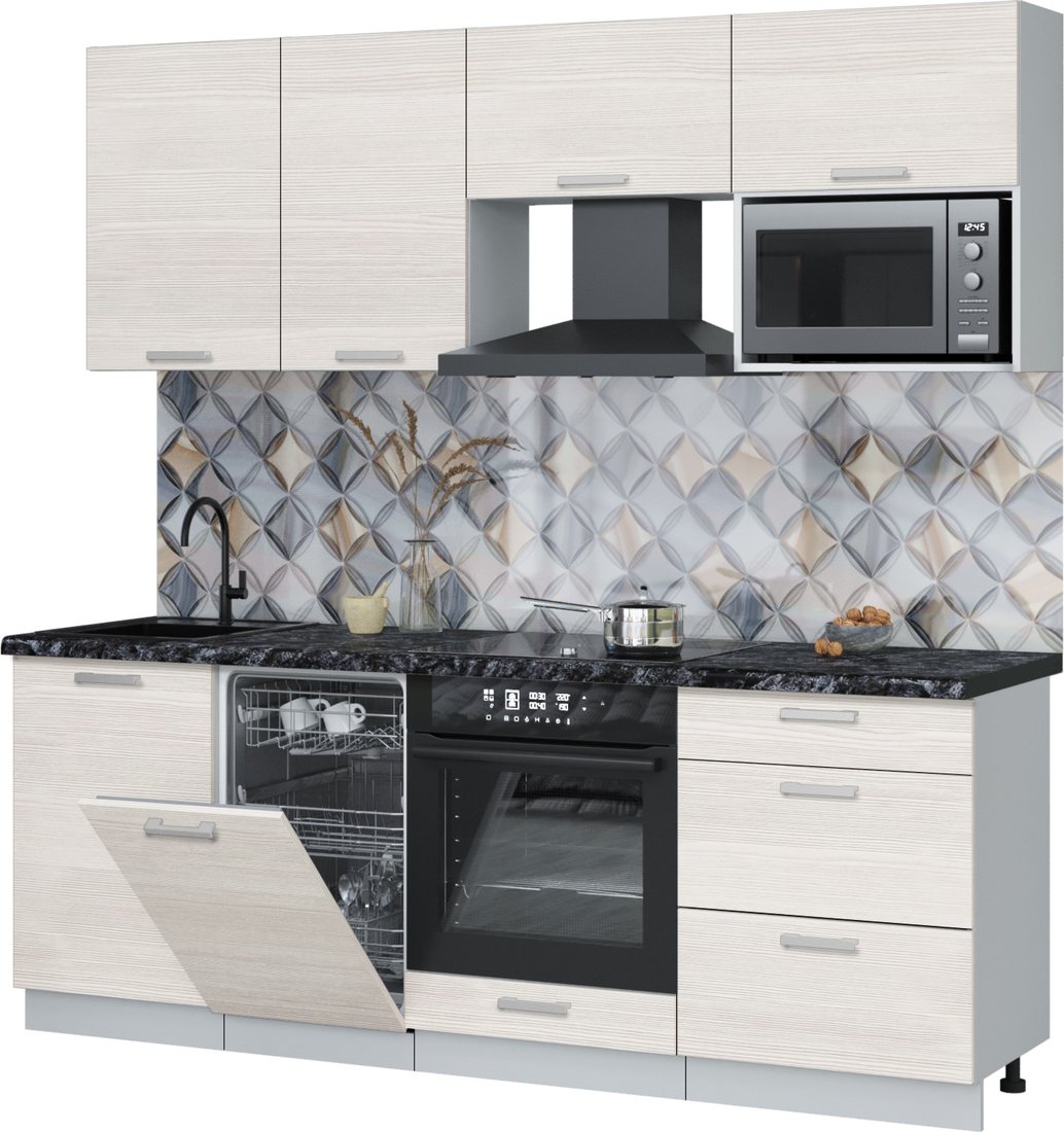 

Готовая кухня Интерлиния Мила Лайт 2.15-ПМ4 (вудлайн кремовый/вудлайн кремовый/кастилло темный)