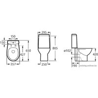 Унитаз напольный Roca Victoria Nord (A342ND7000+A341ND0000+ZRU9000024) с пневмокрышкой