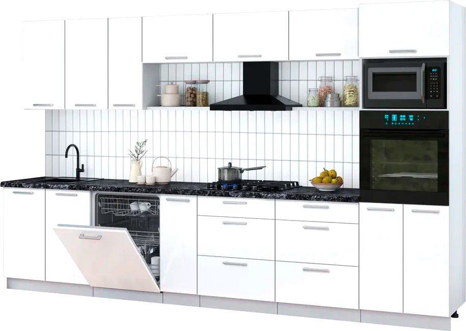 

Готовая кухня Интерлиния Мила Gloss 3.5-ПМ1-2 (белый глянец/белый глянец/кастилло темный)