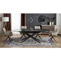 Кухонный стол Halmar Sandro 180-240/100/76 (черный/черный)