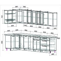 Готовая кухня Интерлиния Мила Пластик 1.2x3.1 (туманный глянец/слива/серый каспий) в Солигорске