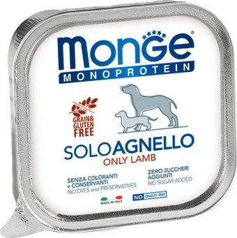 Консервированный корм для собак Monge Monoprotein Паштет из ягненка 150 г