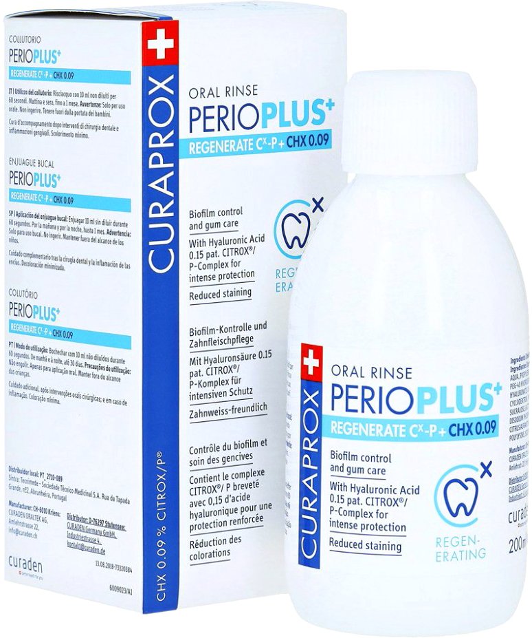 

Ополаскиватель для полости рта Curaprox Perio Plus Восстановление 0.09% (200 мл)