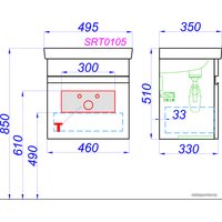  Aqwella Тумба под умывальник Smart 50 SRT0105DB (дуб балтийский)