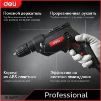 Безударная дрель Deli DE-DZ10-2E