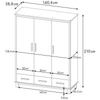 Шкаф распашной Polini Kids Simple трехсекционный 3415 0002725.9 (белый)