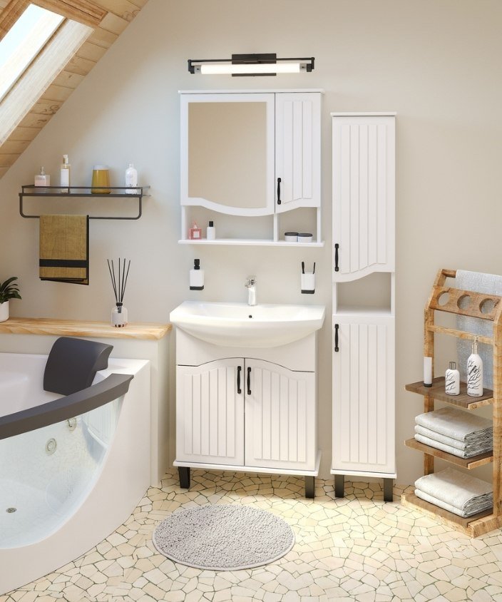 

Runo Тумба с умывальником Runo Марсель 65 + Классик 65 (напольная, белый)