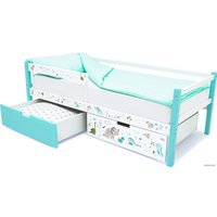 Кровать-тахта Бельмарко Svogen 1355 160x70 (мятный/белый, динозаврики)