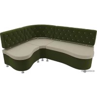 Угловой диван Лига диванов Вегас 105176 (левый, бежевый/зеленый)