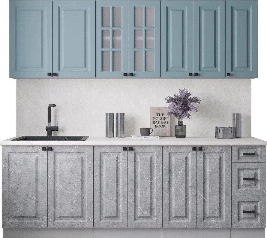 

Готовая кухня Интерлиния Мила Деко 2.3А (керамика/океан/опал светлый)