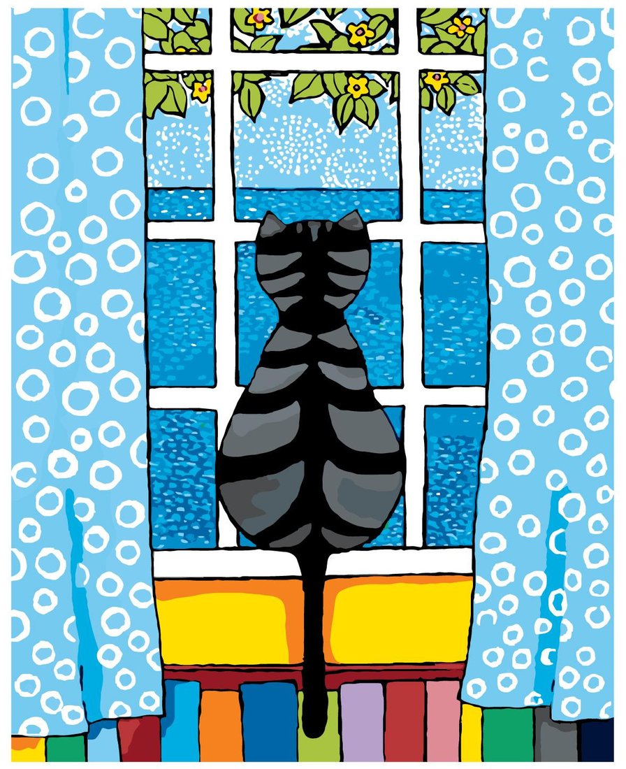 

Картина по номерам SLAVINA Котик на окошке A277