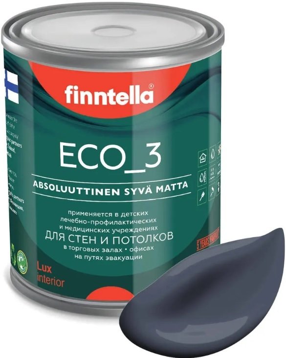 

Краска Finntella Eco 3 Wash and Clean Monsuuni F-08-1-1-LG115 0.9 л (холод-серый)