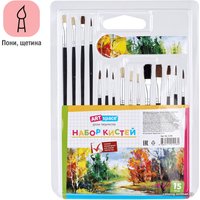 Набор кистей ArtSpace пони щетина плоская SB_3298 (15 шт)