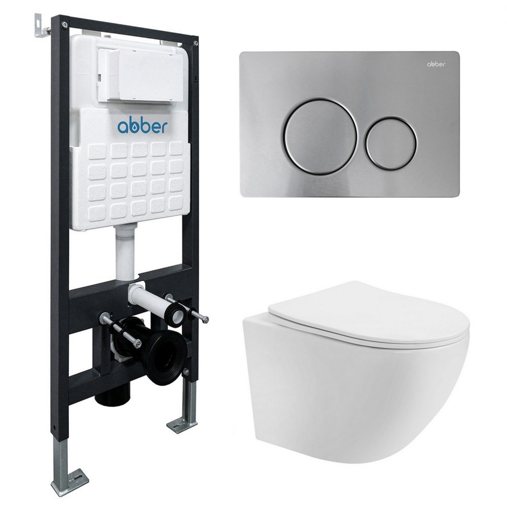 

Унитаз подвесной Abber Bequem AC1100T-AC0105-AC0121MCH (с кнопкой смыва)