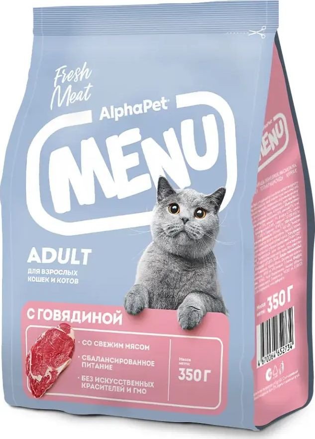 Сухой корм для кошек AlphaPet Menu Cat Adult Говядина 10 кг