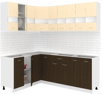 

Готовая кухня Кортекс-мебель Корнелия Экстра 1.5x2.1 без столешницы (венге светлый/венге)