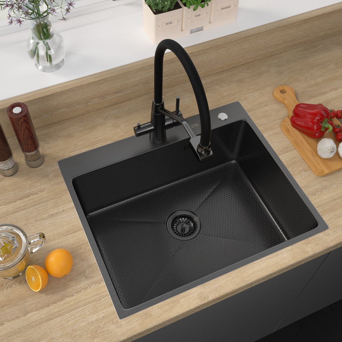

Кухонная мойка ARFEKA Eco AR 600*500 Black PVD Nano Decor