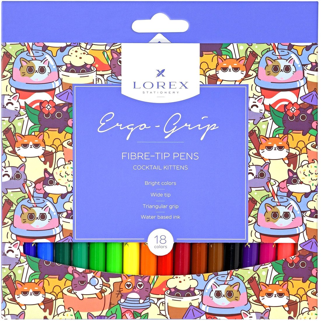 

Фломастеры Lorex Ergo-Grip Cocktail Kittens LXFPEG18-CK (18 цв)
