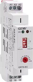 Реле времени GEYA Реле времени GRT8-EC-A230, 1CO, 10A(250VAC), 230VAC/24VAC/DC, 100ms_10d, задержка на включение/ отключение, 1M