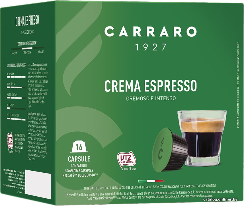 Кофе в капсулах Carraro Crema Espresso в капсулах Dolce Gusto 16 шт