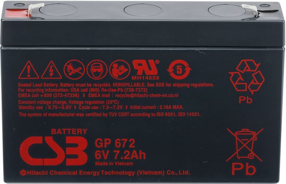 

Аккумулятор для ИБП CSB Battery GP672 (6В/7.2 А·ч)