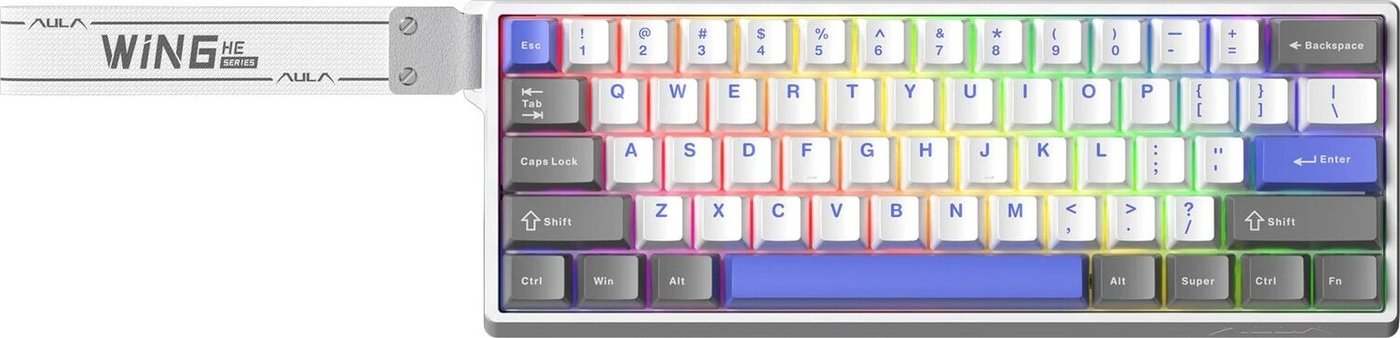 

Клавиатура AULA WIN60HE Max (белый/серый/синий, Wing Chun)