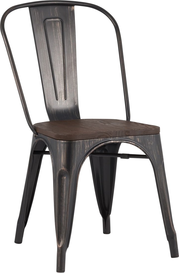 

Стул Stool Group Tolix wood (черный патина золото)