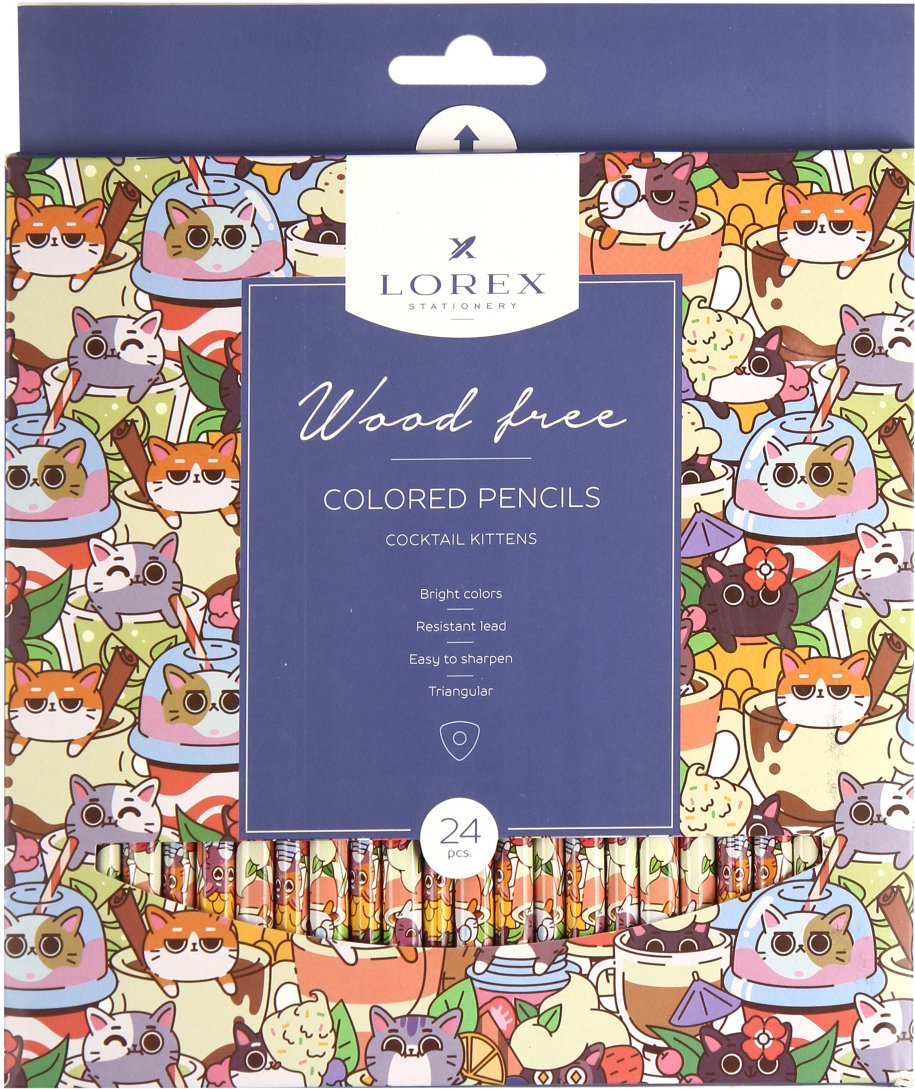 

Набор цветных карандашей Lorex Wood Free Cocktail Kittens / LXCPWF24-CK (24 цвета)