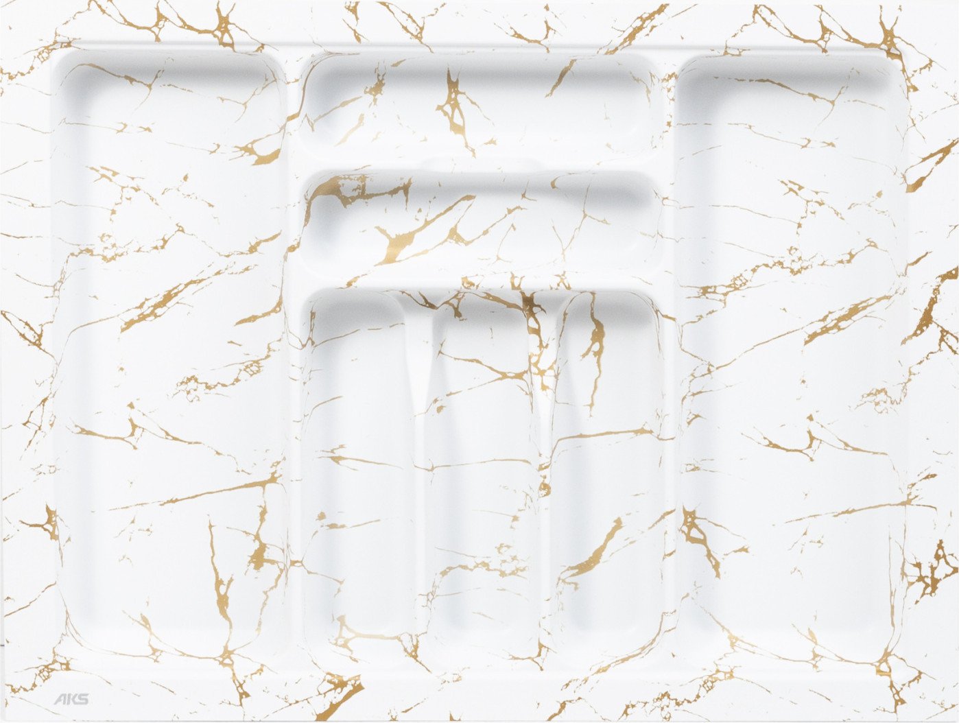 Лоток для столовых приборов AKS 700 Marble 635x485 (бело-золотой мрамор)