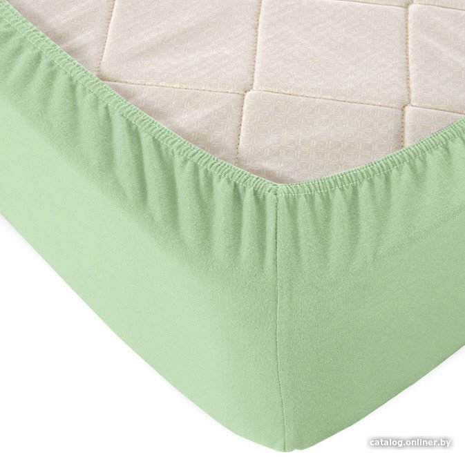 Простыня Alleri Трикотажная на резинке 80x200x20см (оливковый)
