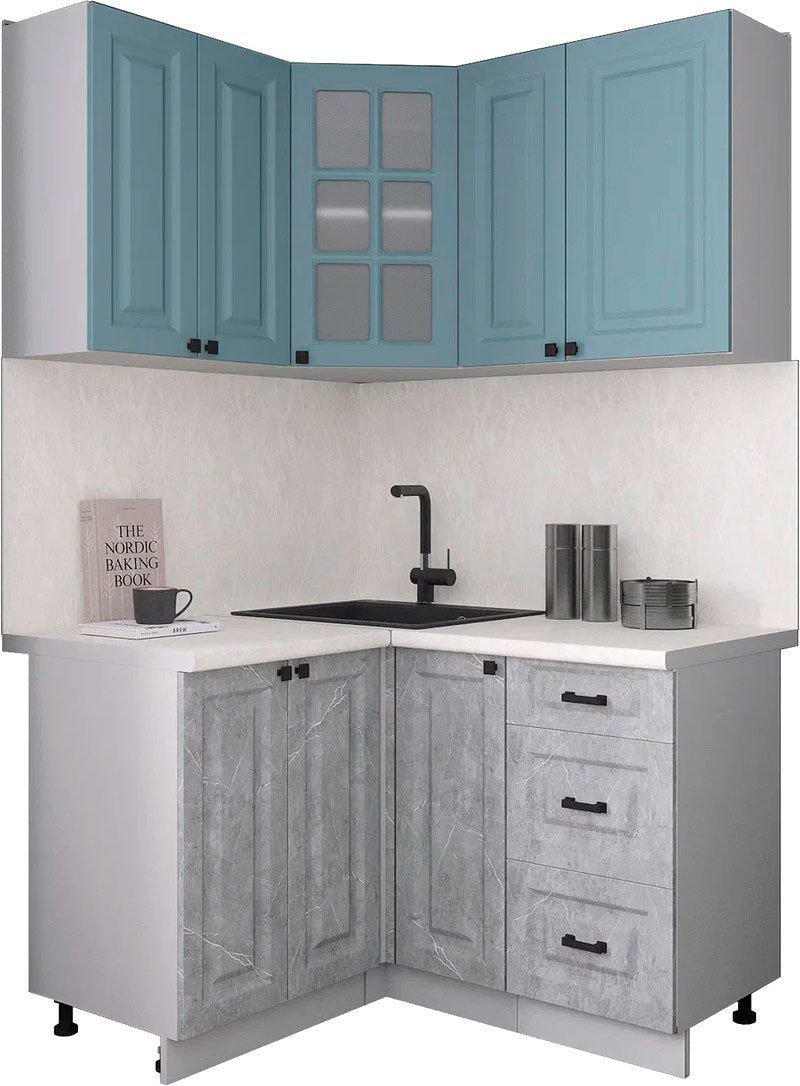 

Готовая кухня Интерлиния Мила Деко 1.2x1.3 (керамика/океан/опал светлый)