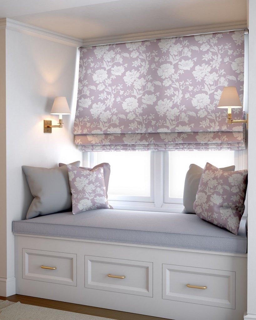 

Римская штора Jalux Цветы 0466/3 150x170 (пудровый)