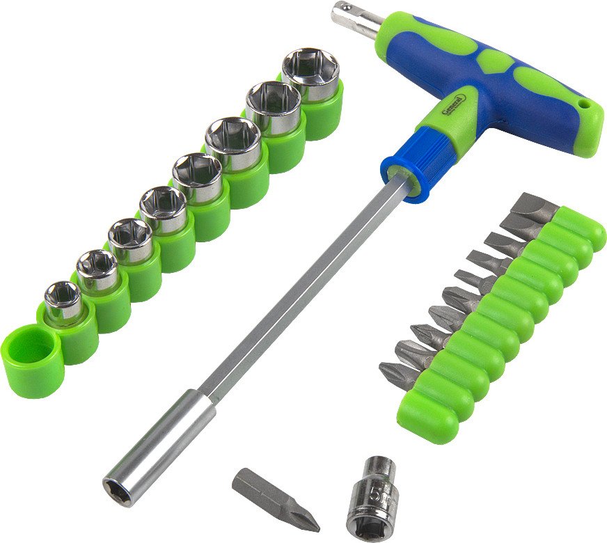 

Набор отвертка с битами и головками General Lighting G-Tec №2 + насадки / 901211 (21 предмет)