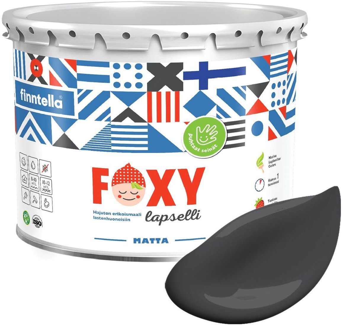 

Краска Finntella Foxy Lapselli Matte Vene F-50-1-3-FL207 2.7 л (черный, серый)